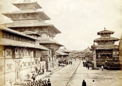 A very old photo of Patan Durbar Square from North Photograph by: Johnston and Hoffman, ca 1883AD