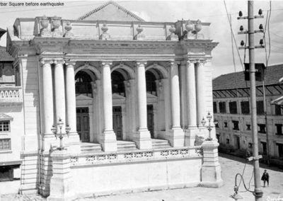 Basantapur Durbar Square before the Great Earthquake of 1934. Note the building next to the Kumari Ghar which is now Basantapur Dabali