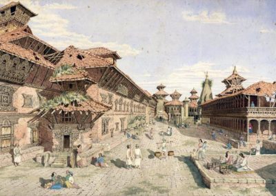 Bhaktapur Darbar Square before the subsequent brief restoration Oldfield, Henry Ambrose 1853AD