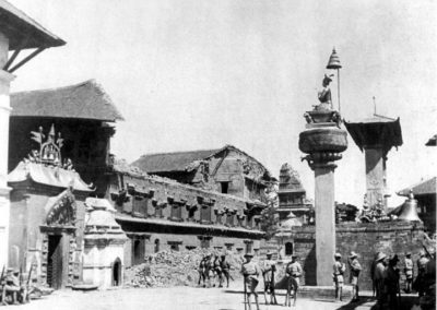 Following the earthquake in 1934AD, most of the palaces and the temples of the Bhaktapur Durbar Square laid on ruins Source: Images of the Century-The Changing Townscapes of the Kathmandu Valley