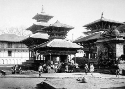 Kal Bhairav and surrounding during 1870iesOne of the earliest photos taken of Nepal Bourne and Shepherd Source: Kathmandu Valley Preservation Trust