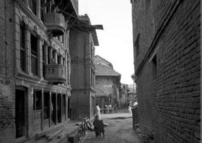 Towards Chikamungal from Om Bahal On the background is the street leading to Bhimsenthan Probably in 70ies Contributed by: Sudhir Shrestha