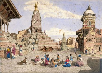 Watercolour of Temple of Jyotirlingeshwara Mahadev near the Bhaktapur Durbar Square Oldfield, Henry Ambrose ca 1853