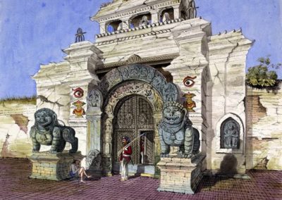 Watercolour of the Gateway to the Basantapur Durbar Oldfield, Henry Ambrose 1858