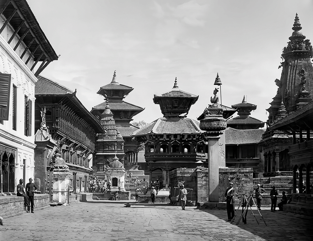Bhaktapurs-Durbar-Square-before-the-1934-earthquake Herzog and Higgins - restored by the Digital Archaeology Foundation